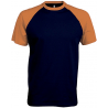 BASE BALL  T-SHIRT BICOLORE MANCHES COURTES