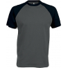 BASE BALL  T-SHIRT BICOLORE MANCHES COURTES