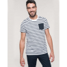 T-shirt rayé marin avec poche manches courtes