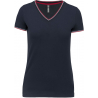 T-shirt maille piquée col V femme